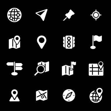 Beyaz vektör harita Icons set