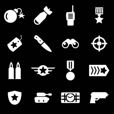 Vektör beyaz askeri Icons set