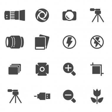 vektör siyah fotoğraf simge kümesi