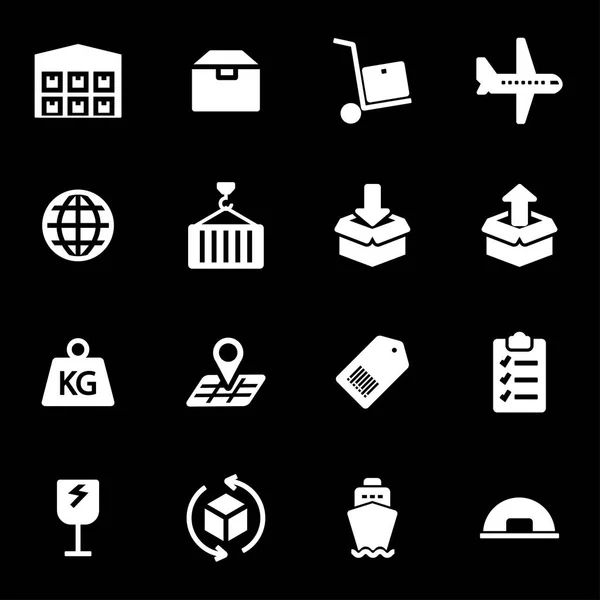 Vektör beyaz lojistik Icons set — Stok Vektör