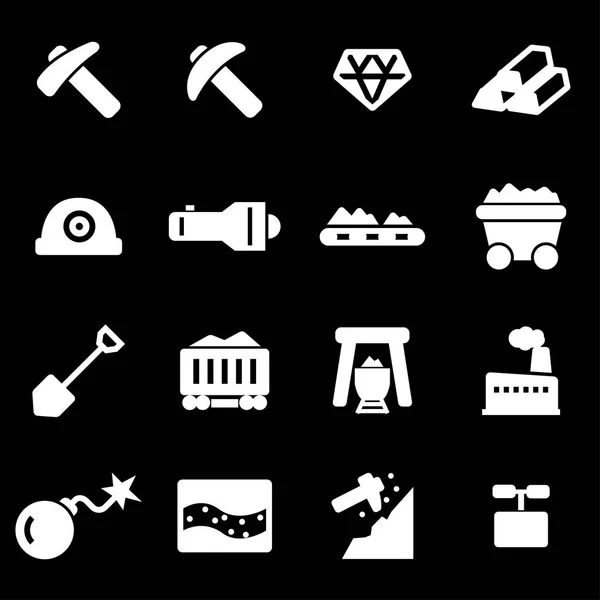 Vector white mining icons set — Stock Vector
