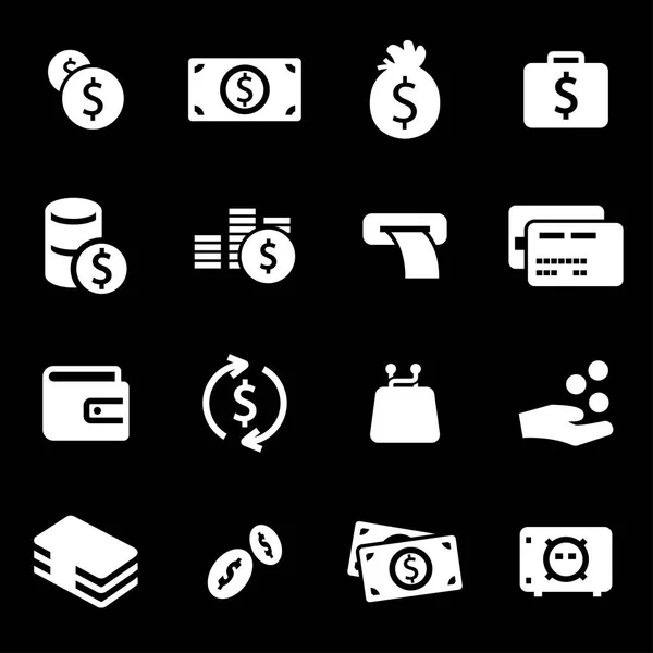 Vector de dinero blanco iconos conjunto — Vector de stock