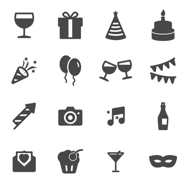 Vector black party icons set — Stock Vector