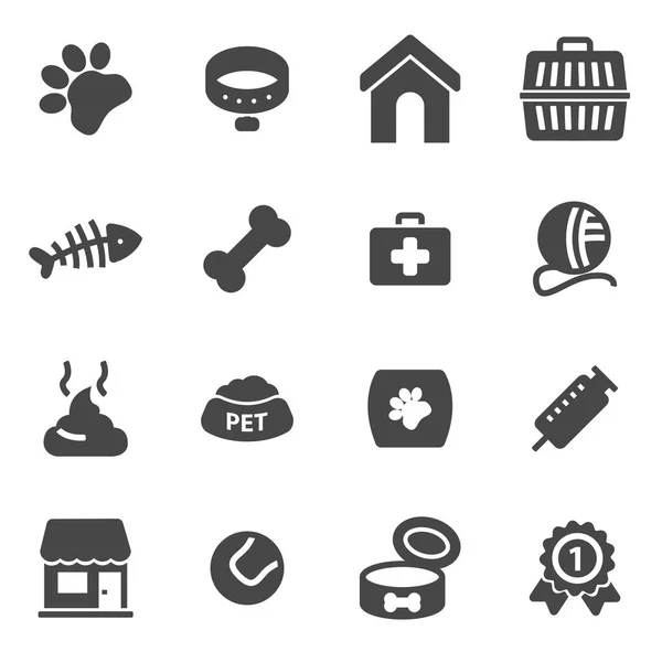 Vector black pet icons set — Stock Vector
