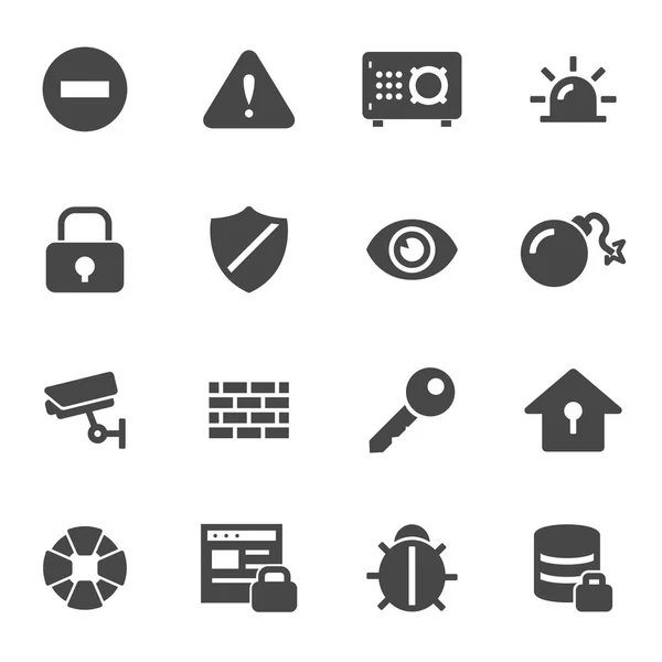 Vector zwarte veiligheid icons set — Stockvector