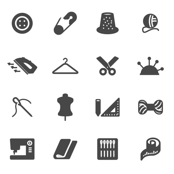 Conjunto de iconos de costura vectorial negro — Archivo Imágenes Vectoriales