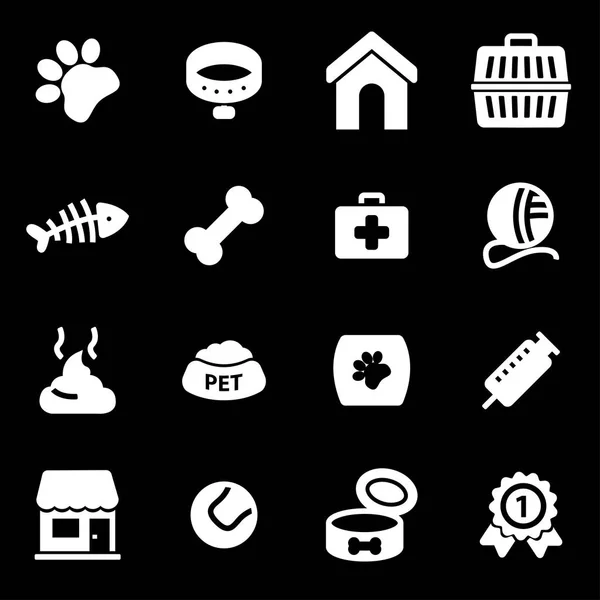 Conjunto de iconos de mascotas blancas vectoriales — Vector de stock