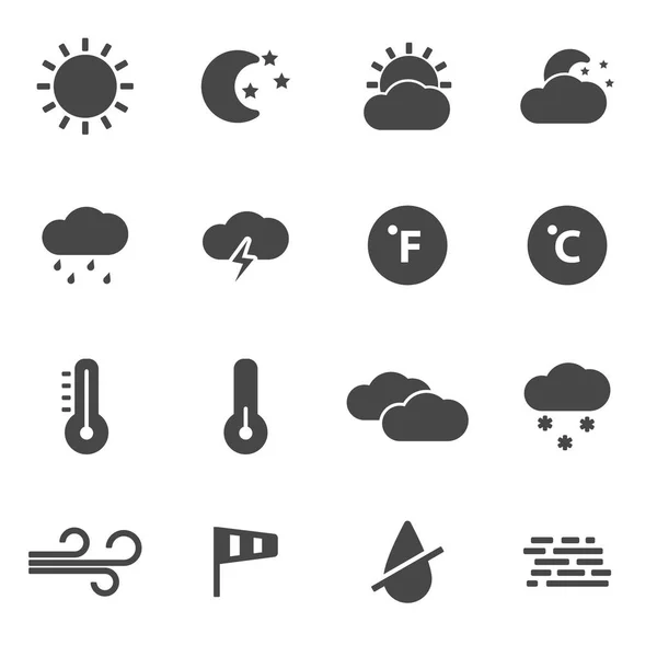 Vector zwarte weer iconen set — Stockvector