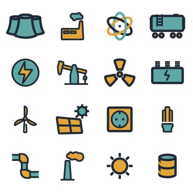 Vektör düz enerji Icons set