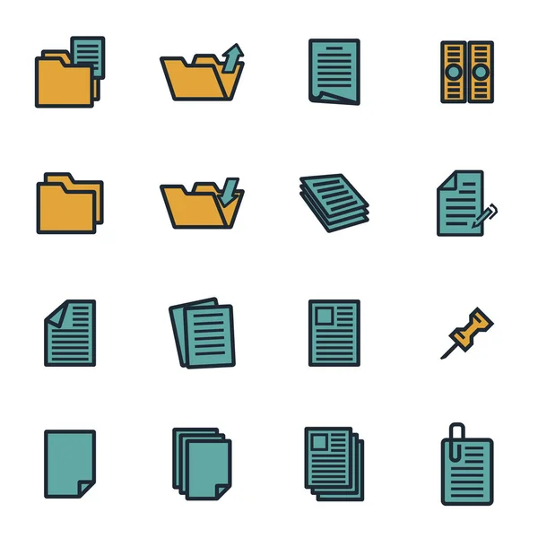 Conjunto de iconos de documento plano vectorial — Vector de stock