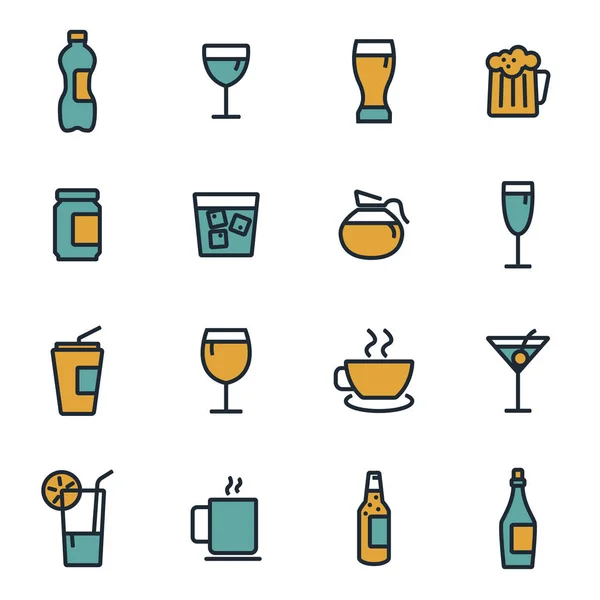 Ensemble d'icônes de boissons plates vectorielles — Image vectorielle