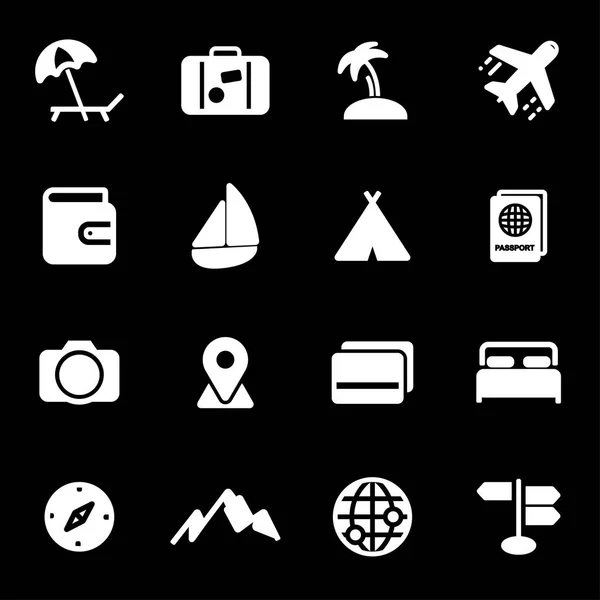 Vektör beyaz seyahat Icons set — Stok Vektör