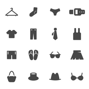 vektör siyah giysiler simgeler kümesi