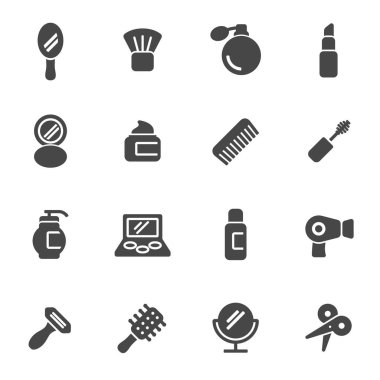 vektör siyah kozmetik simgeler kümesi