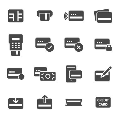 vektör siyah kredi kartı Icons set