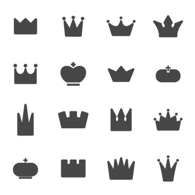 vektör siyah taç simgeler kümesi