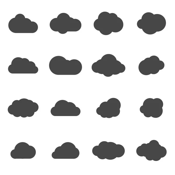 Conjunto de iconos Vector negro nube — Stockvector