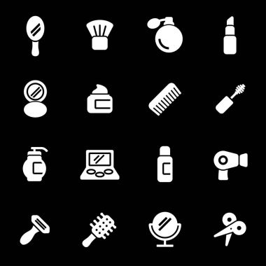 Vektör beyaz kozmetik Icons set