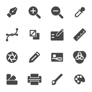 siyah vektör grafik tasarım Icons set