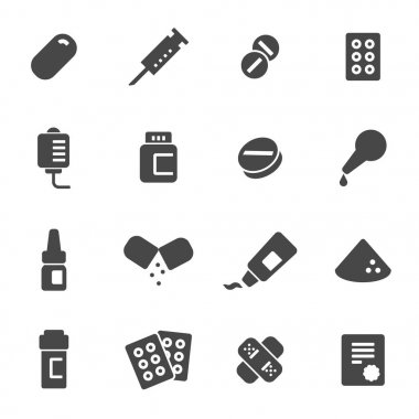 siyah vektör hapları simgeler kümesi