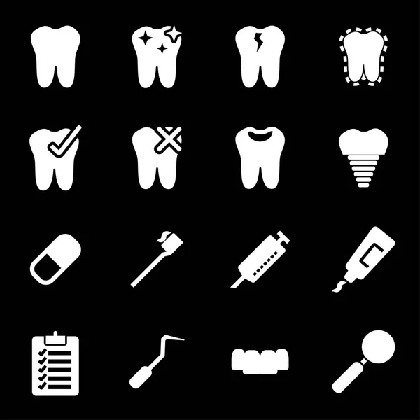 Vector white dental icons set — Stock Vector