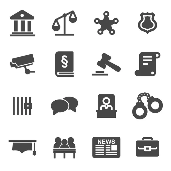 Vector black justice icons set — Stock Vector