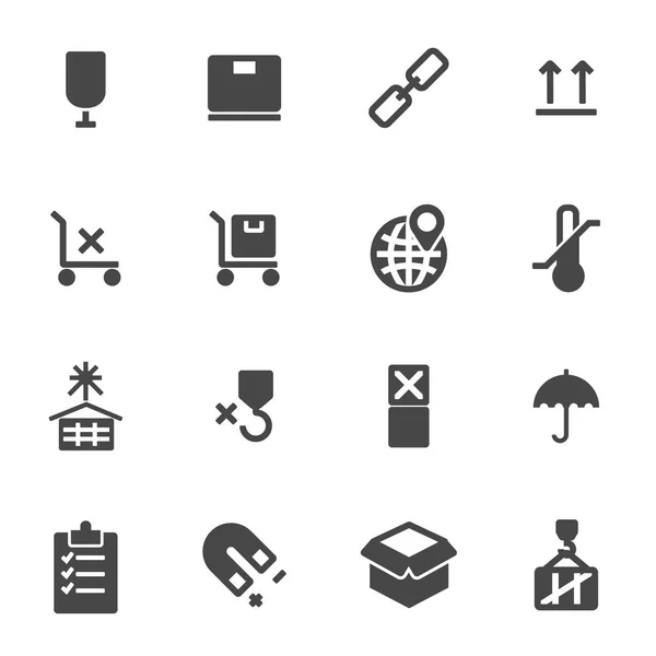 Vector black marking of cargo icons set — Stock Vector