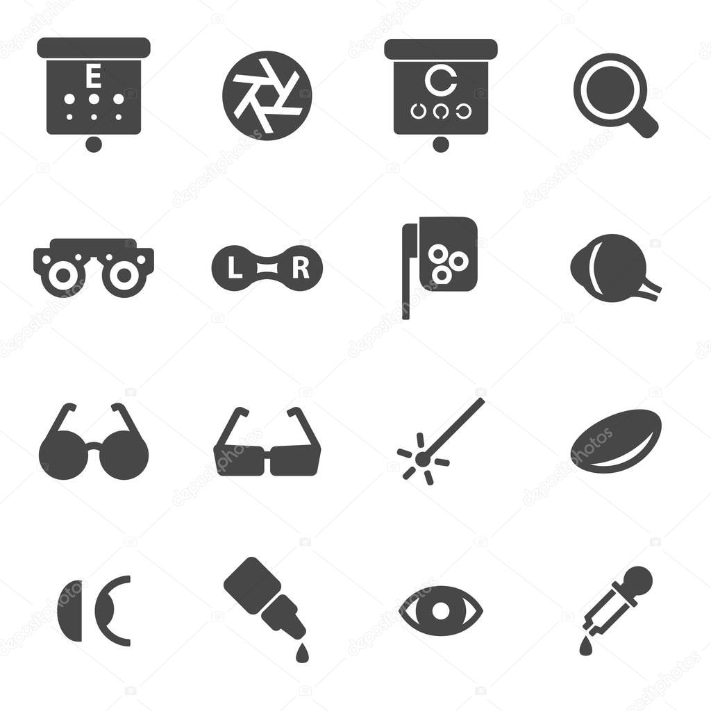 Vector black optometry icons set