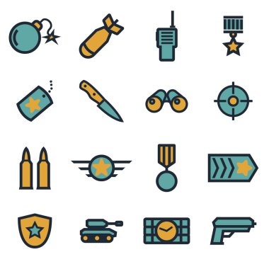 Vektör düz askeri Icons set
