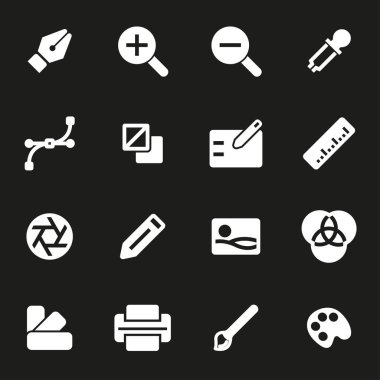 Vektör beyaz grafik tasarım Icons set
