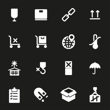 Beyaz vektör işaretleme için kargo Icons set