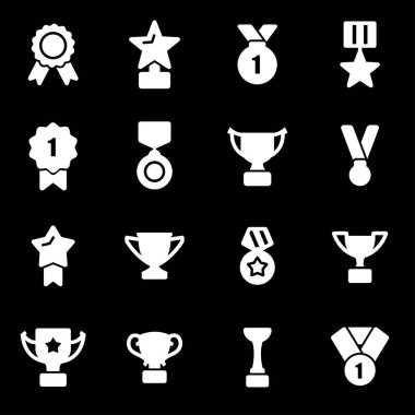 Vektör beyaz kupa ve Ödülleri Icons set