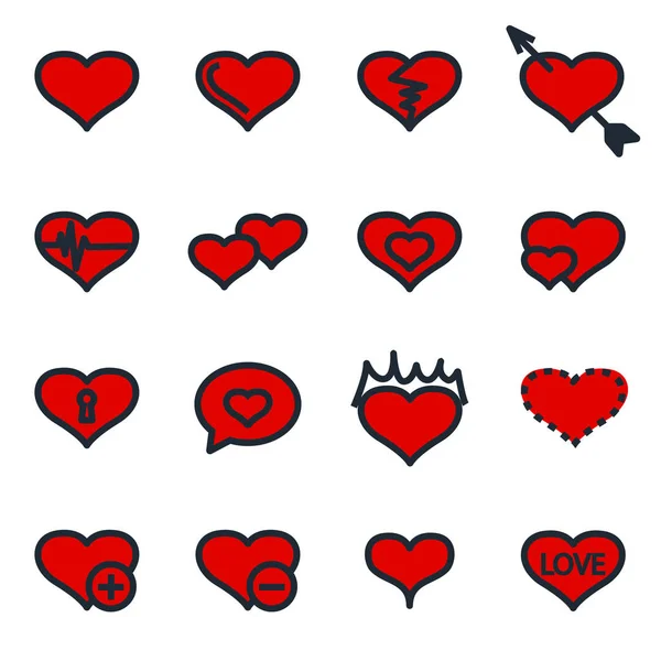 Conjunto de iconos de amor plano vectorial — Archivo Imágenes Vectoriales
