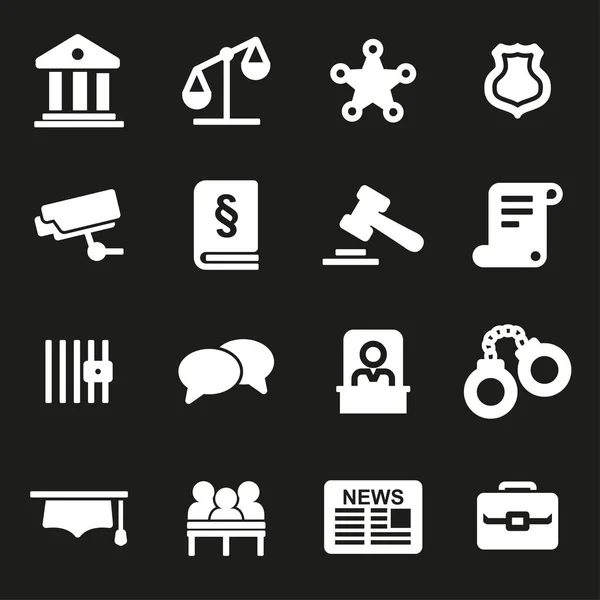 Vector white justice icons set — Stock Vector