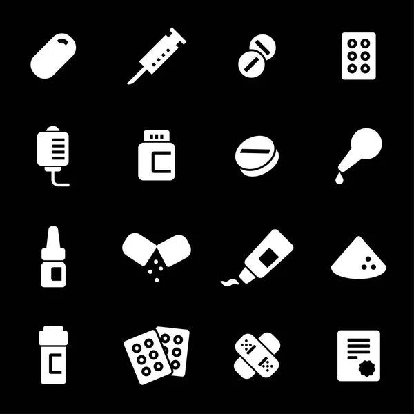 Vector white pills icons set — Stock Vector