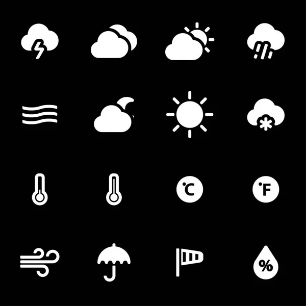 Ensemble d'icônes météo blanc vectoriel — Image vectorielle