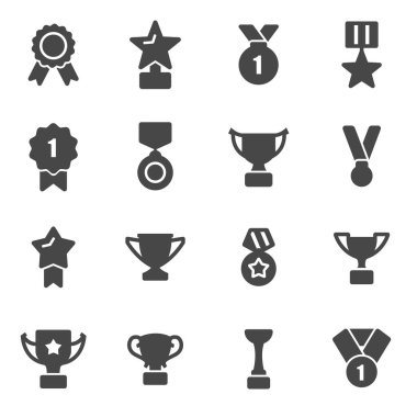 vektör siyah kupa ve Ödülleri Icons set