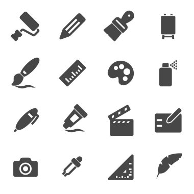 Vektör siyah sanat araçları Icons set