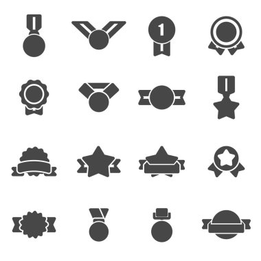 siyah vektör ödül madalya Icons set