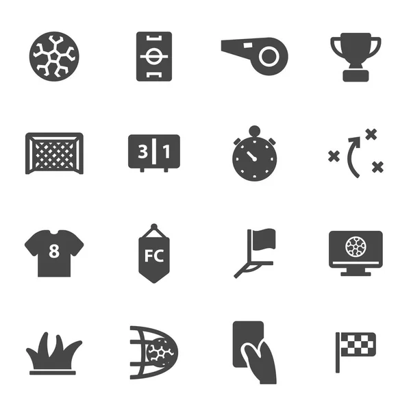 Vector black soccer icons set — Stock Vector