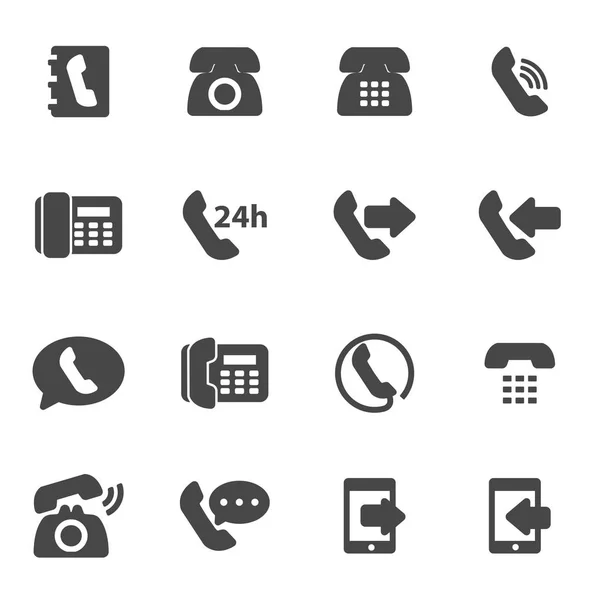 Vector black telephone icons set — Stock Vector