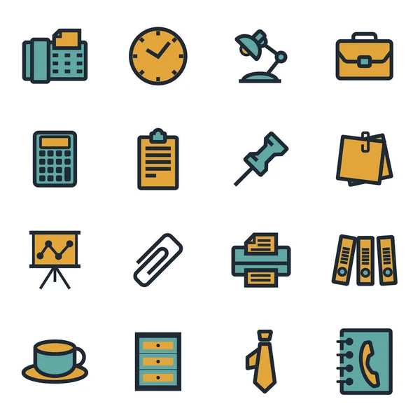 Vector platte office icons set — Stockvector