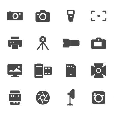 vektör siyah kamera simgeler kümesi