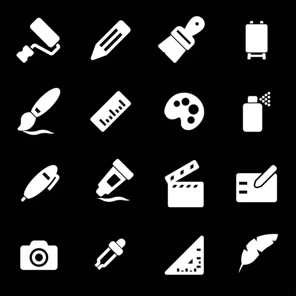 Conjunto de iconos de herramientas de arte blanco vectorial — Archivo Imágenes Vectoriales
