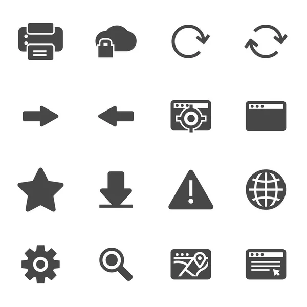 Conjunto de iconos del navegador Vector negro — Archivo Imágenes Vectoriales