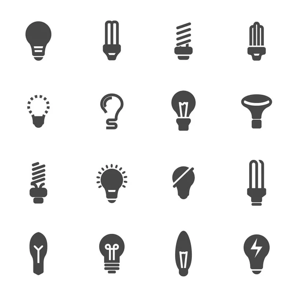 Conjunto de ícones de lâmpadas pretas vetoriais — Vetor de Stock