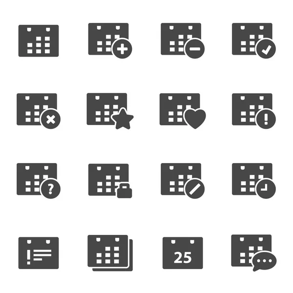 Ensemble d'icônes de calendrier noir vectoriel — Image vectorielle