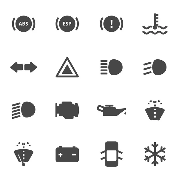 Vector black car dashboard icons set — Stock Vector