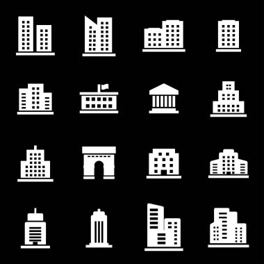Vektör beyaz binalar Icons set