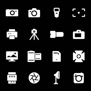 Vektör beyaz kamera Icons set